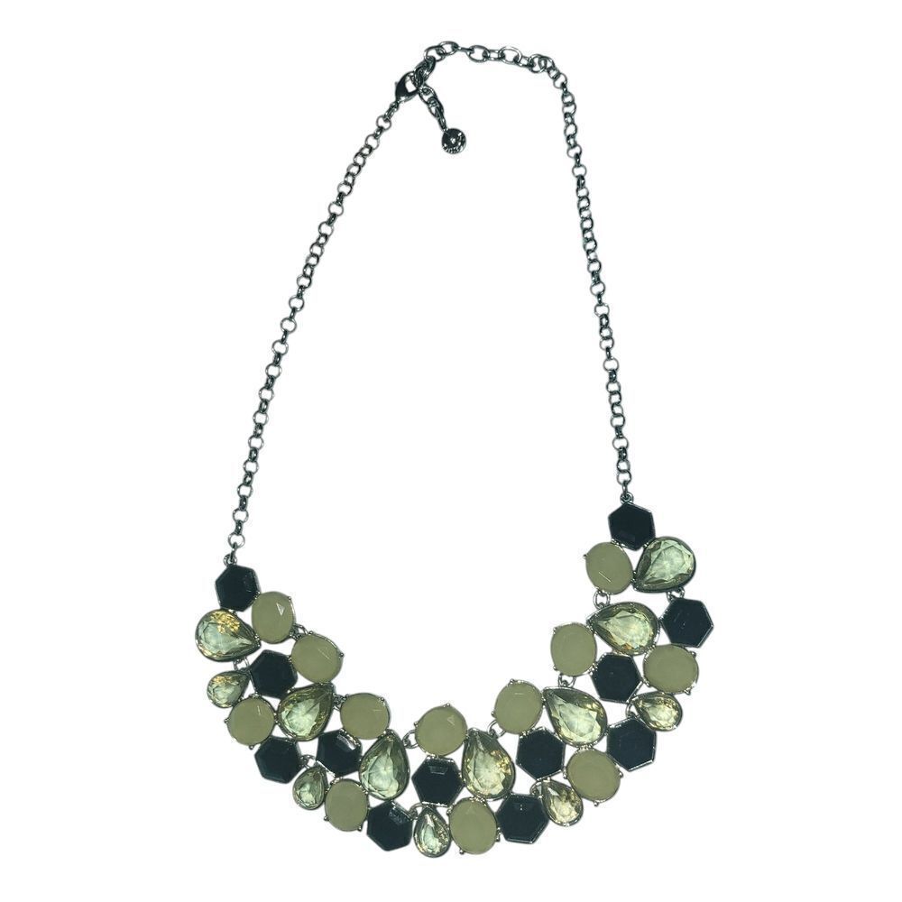 Charming Talbots Necklace with Green and Black Stones.